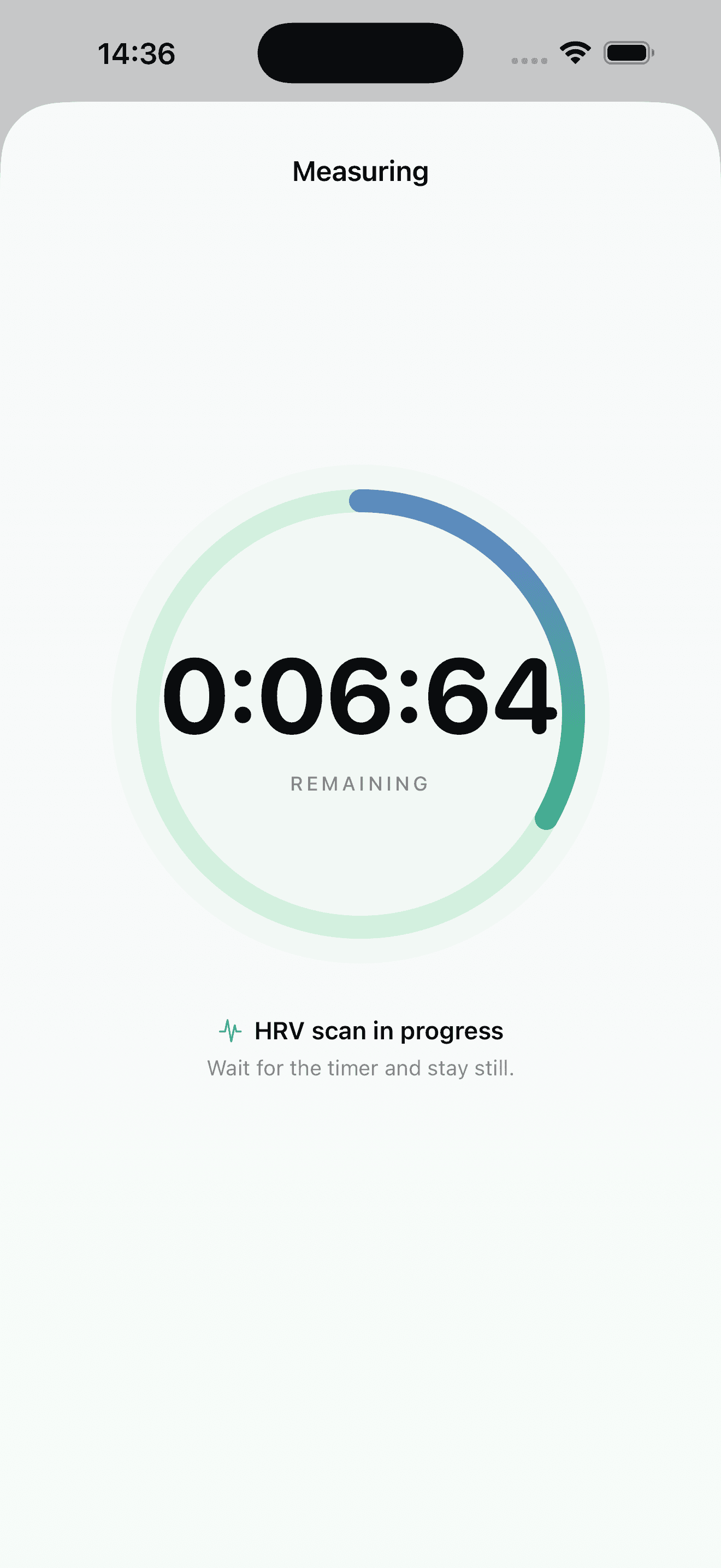 HRV measurement screen in the WitU app